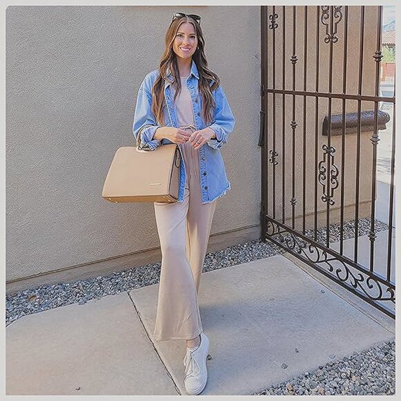 Womens Handbag Top Handle Shoulder Bag , 1-beige - Picture 2 of 5